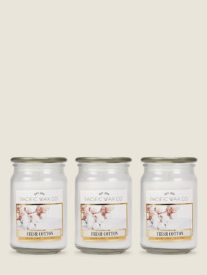 White Pacific Wax Co Cotton Jar Candle Set of 3 at ASDA