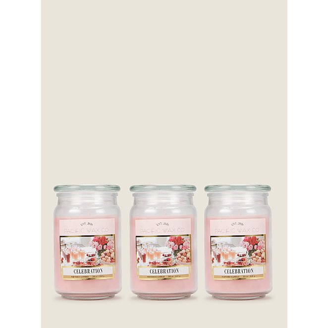 Pink Pacific Wax Co Celebrate Jar Candle - Set of 3 | George at ASDA
