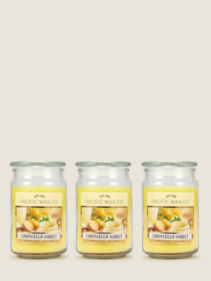 Yellow Pacific Wax Co Limoncello Sorbet Jar Candle Set of 3 at ASDA
