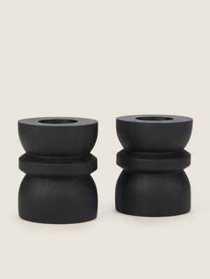Black Candle Holder Set of 2 at ASDA