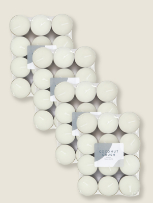 White Coconut Crush Tealights Pack of 24 Set of 4 at ASDA