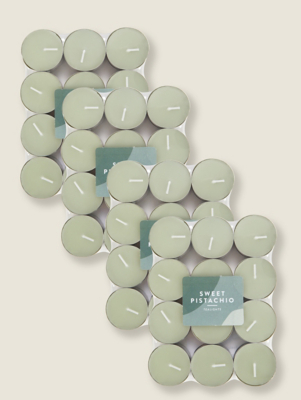 Green Pistachio Tealights Pack of 24 Set of 4 at ASDA