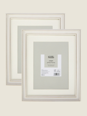 Cream Silver Rim Photo Frame 8 x 6 Inch Set of 2 at ASDA