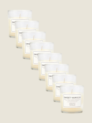 Cream Sweet Vanilla Scented Candle Set of 8 at ASDA