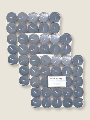 Grey Soft Cotton Scented Tealights Set of 150 at ASDA