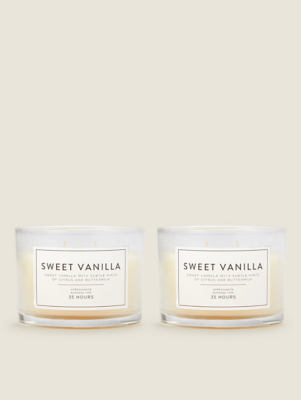 Cream Sweet Vanilla Scented Candle Set of 2 at ASDA