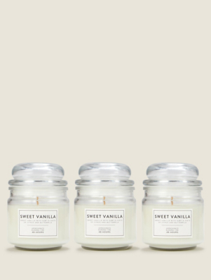 Cream Sweet Vanilla Candle Set of 3 at ASDA