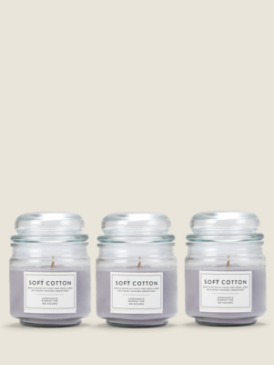 Grey Soft Cotton Candle Set of 3 at ASDA