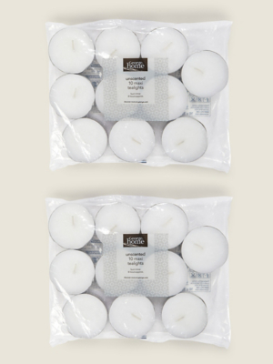 White Maxi Unscented Tealights Set of 20 at ASDA