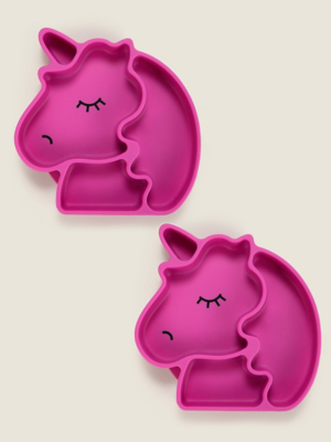 Pink Unicorn Silicone Plate Set of 2 at ASDA