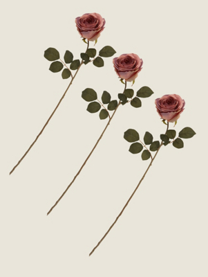 Single Rose Stem Set of 3 at ASDA