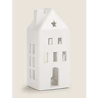 White Ceramic Single House Tealight Holder - Set of 2 | George at ASDA