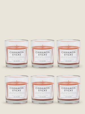 Brown Cinnamon Tealights Sticks Set of 6 at ASDA