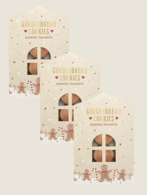 Brown Gingerbread Cookies Tealights Set of 3 at ASDA