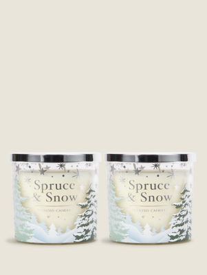 White Spruce & Snow Decal Votive Candle Set of 2 at ASDA