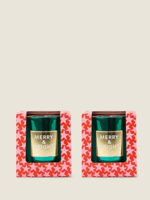 Green Christmas Brights Boxed Votive Candle Set of 2 at ASDA