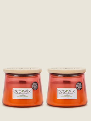 Eco Wix Peachberry Bubbly Small Candle Set of 2 at ASDA