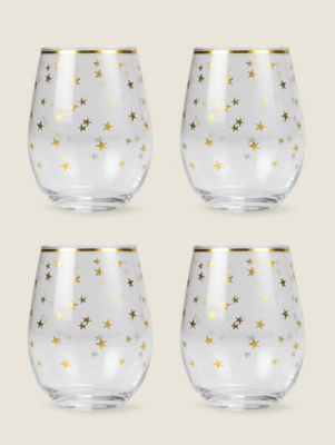 Glass Star Tumbler Set of 4 at ASDA