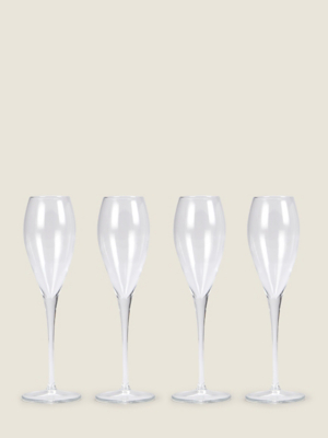Clear Champagne Glasses Set of 4 at ASDA