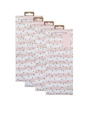 Pink Stripe Bottle Gift Bags Set of 4 at ASDA