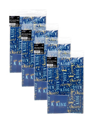 King For The Day Flat Gift Wrap & Gift Tags Set of 4 at ASDA