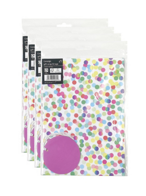 Dots Flat Gift Wrap & Gift Tags Set of 4 at ASDA