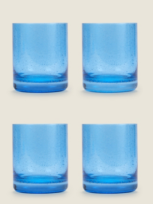 Blue Bubble HiBall Glass Set of 4 at ASDA
