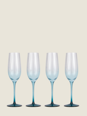 Blue Ombre Champagne Glass Set of 4 at ASDA