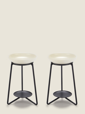 Black Metal Oil Burner Set of 2 at ASDA