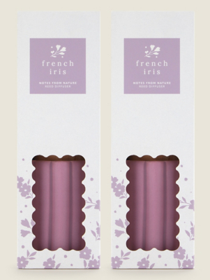 Purple Flower French Iris Ceramic Reed Diffuser Set of 2 at ASDA