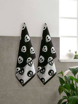 Skull Cotton Guest Towel – Set of 2 | George at ASDA