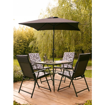 George Miami Charcoal 6 Piece Garden Patio Set with Leaf Furniture Cushions - Charcoal Grey