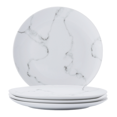 George Marble Effect Dinner Plates Set of 4 - White & Grey