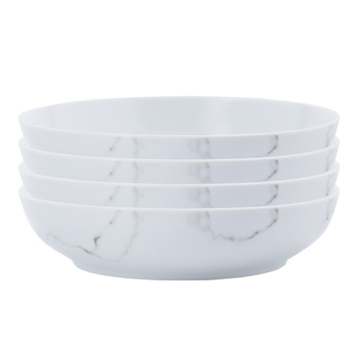 George Marble Effect Pasta Bowls Set of 4 - Grey