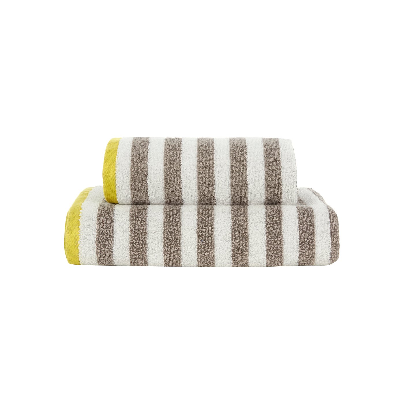 George Home Grey and Yellow Stripe Towel Range