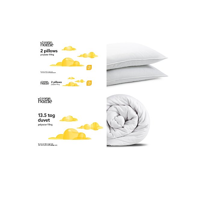 Basic King Size Duvet Pillow Pair 13 5 Tog Duvets George At Asda