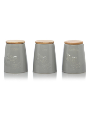 Home Butterfly Canister Set Kitchen & Food Storage at ASDA