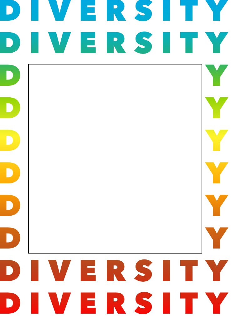 DIVERSITY repeated in rainbow lettering.