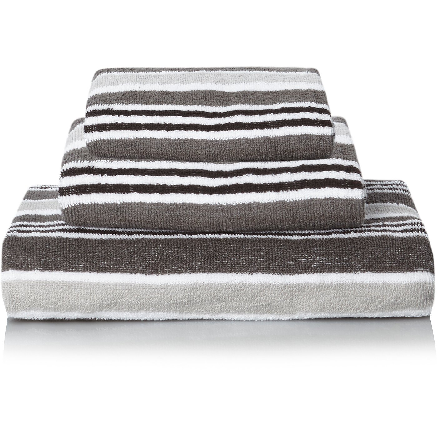 Cotton Grey Striped Towel Range Towels & Bath Mats