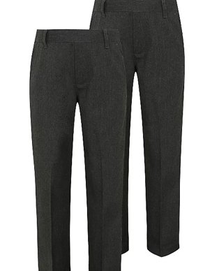 Two styles of black school trousers