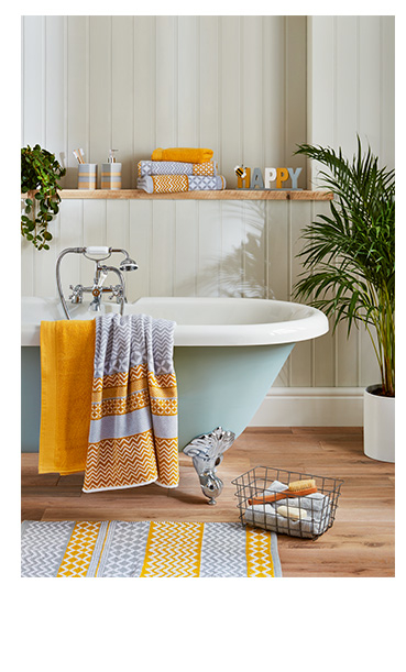 Uplift your bathroom with patterned towels and accessories