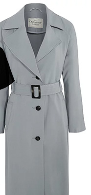 Designed to layer over any outfit, this trench coat features a detachable belt with buckle and a gorgeous layered collar and neckline