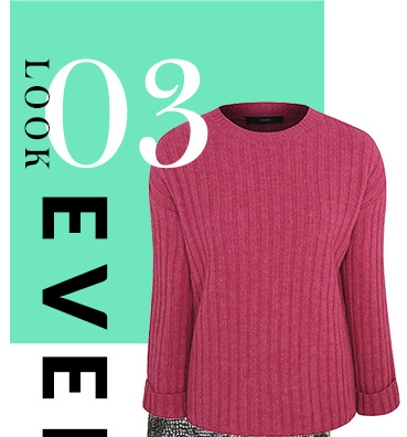 We can’t get enough of this chunky ribbed knit, in gorgeous deep pink with on-trend turned up sleeves