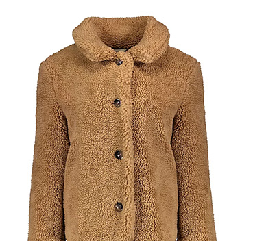 Look and feel super snug in this brown borg jacket
