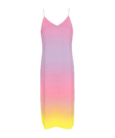 Channel boho style in a multi-coloured slip dress
