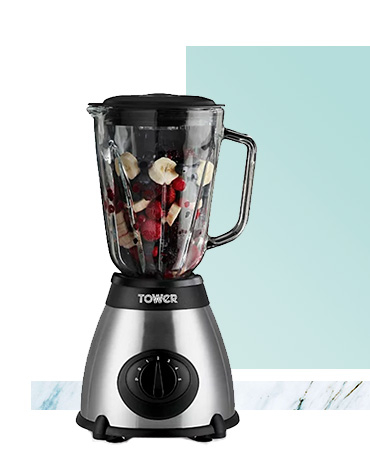 The Tower stainless steel glass jar blender is perfect for pureeing, emulsifying, blending and grinding