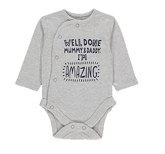 Welcome a new arrival into the family with this pure cotton grey bodysuit