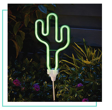 Let your garden glow with a quirky cactus solar-powered light