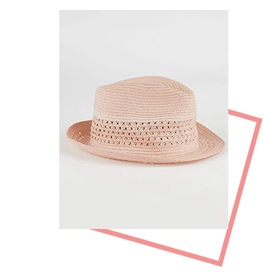 Add the perfect summer accessory to your outfit with this pink trilby hat