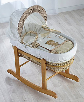 Wooden Moses basket with rocking stand